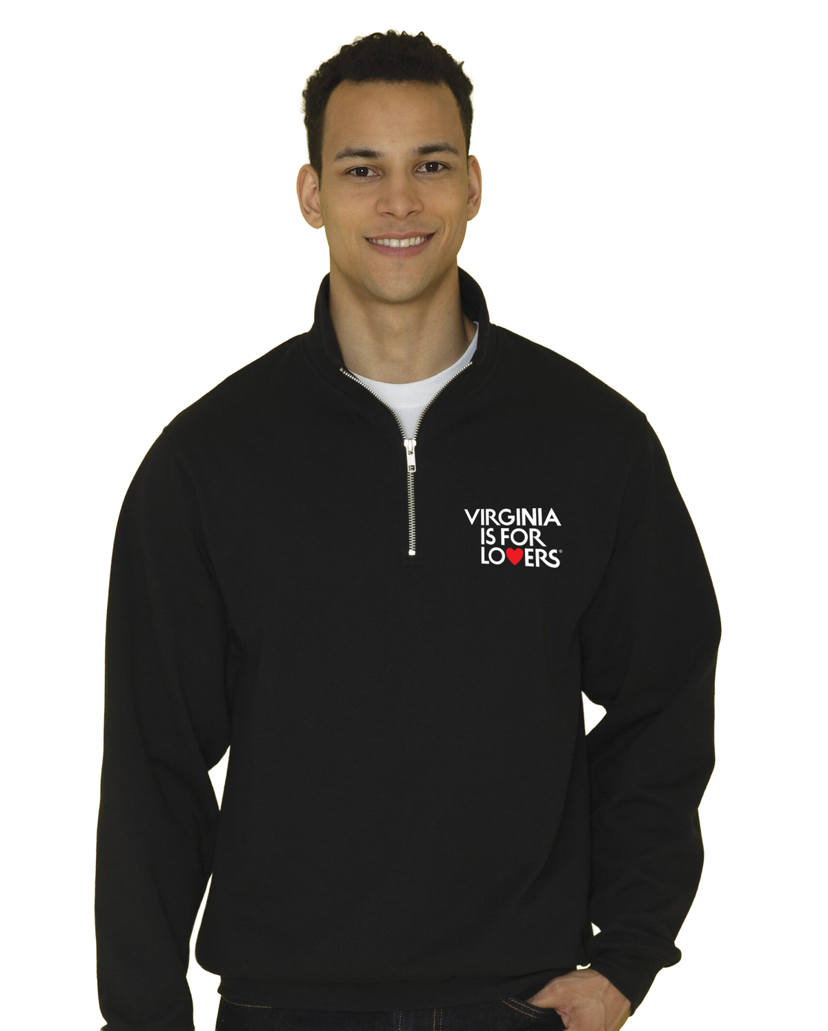 Black, 1/4 zip Embroidered sweatshirt, VIFL